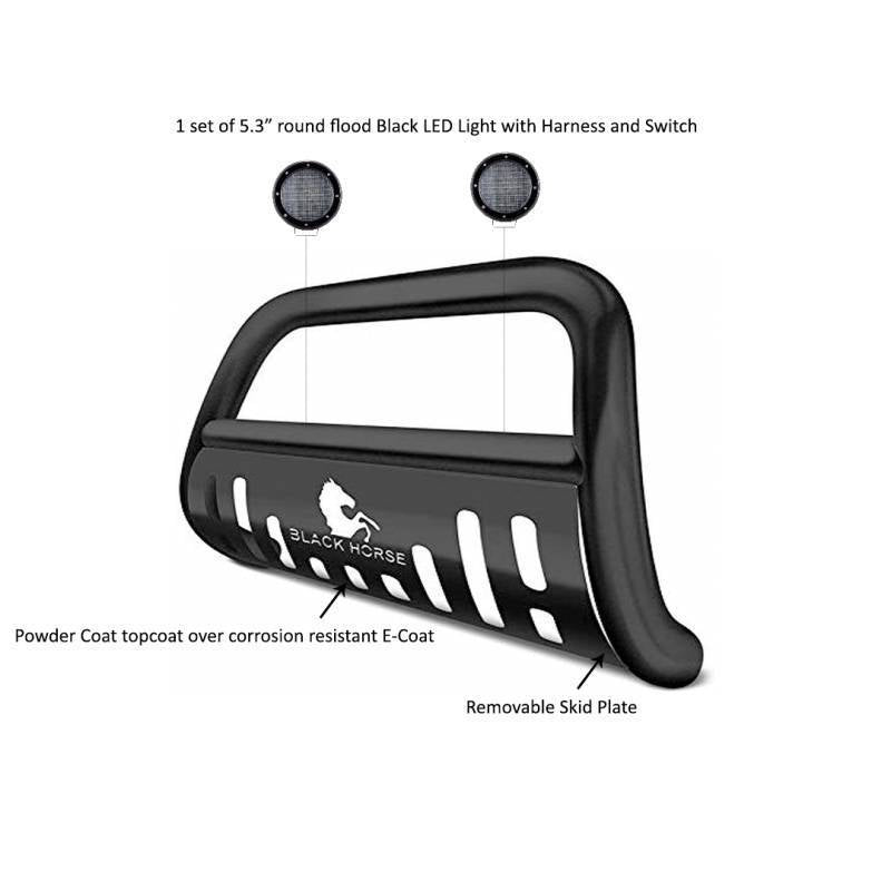 Black Horse Offroad BB096410A-SP-PLFB Tacoma Black Bull Bar with Lights and Skid Plate - image 13