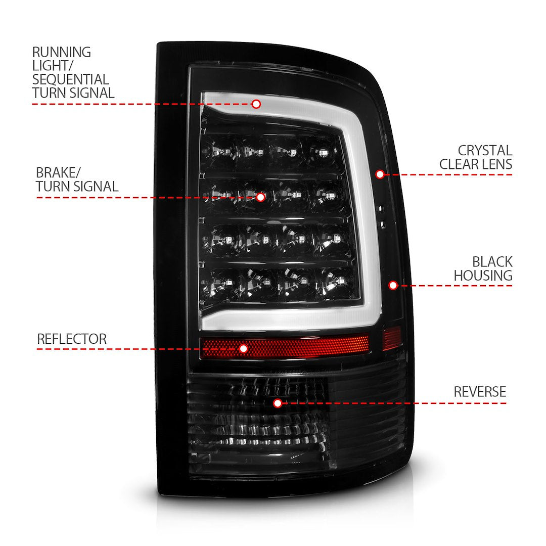 ANZO USA 311452 Black Sequential Plank LED Tail-Light Pair - image 3