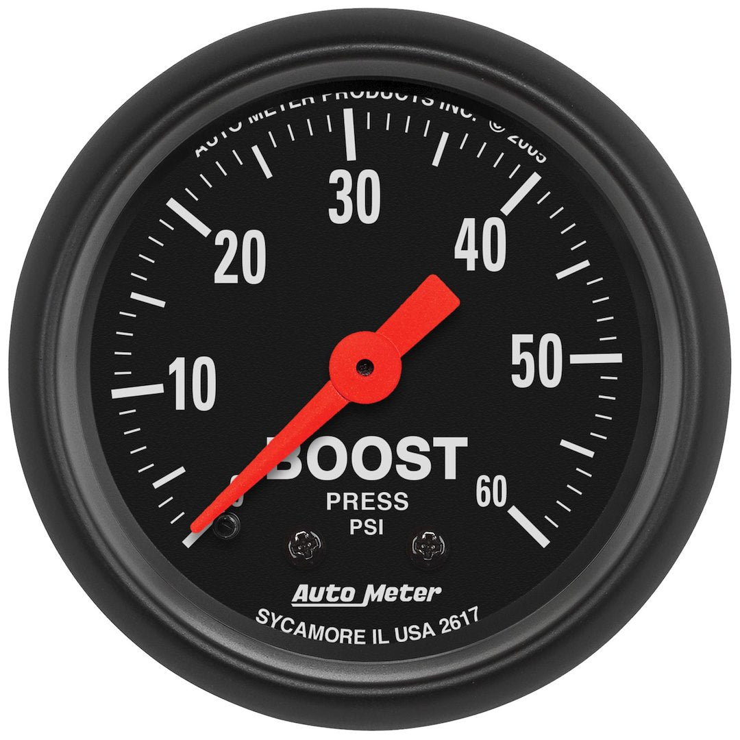 AutoMeter 2617 Z-Series In-Dash Boost Gauge, 0–60 PSI - image 1