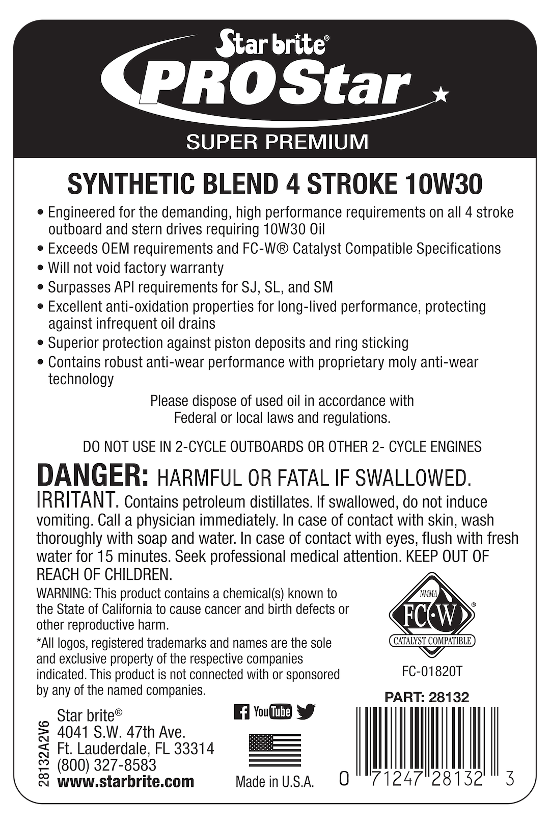 Star Brite Pro Star Synthetic 4 Stroke Oil (028132)