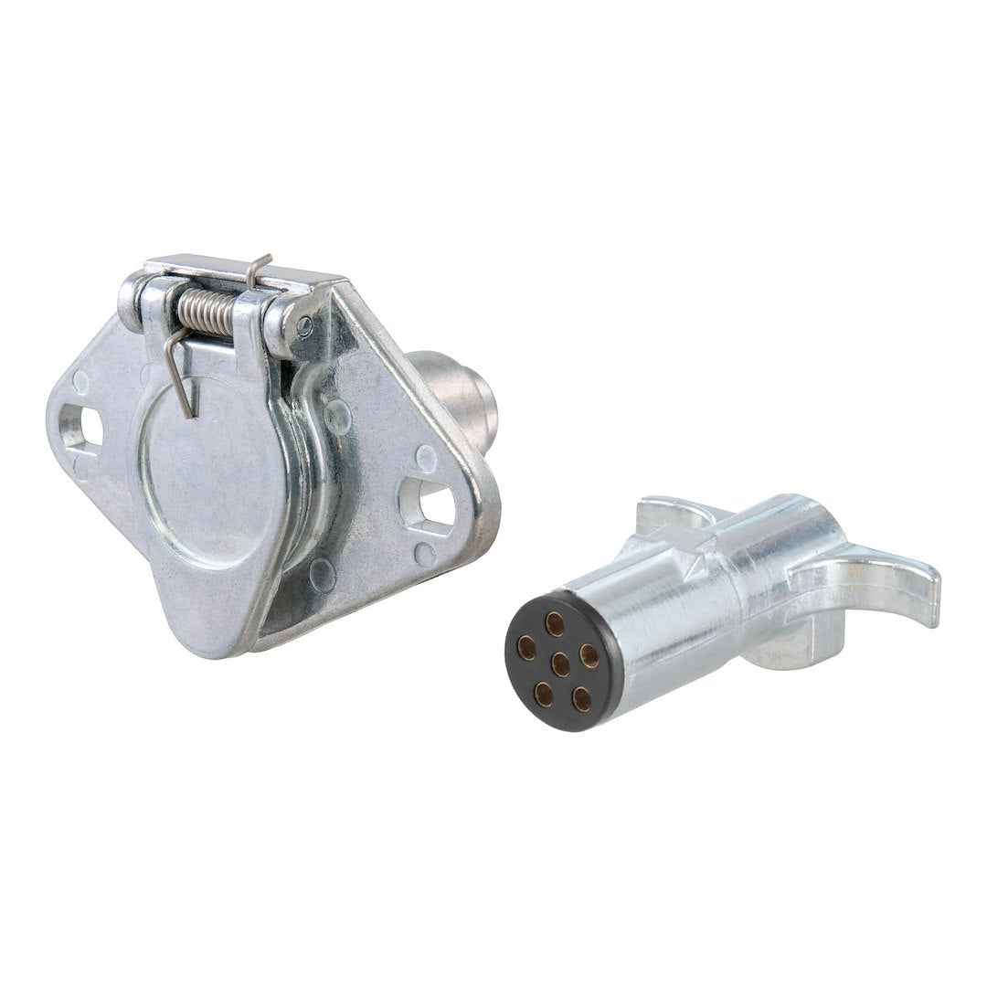 CURT 6-Way Round Wiring Plug & Socket - Metal – 58092