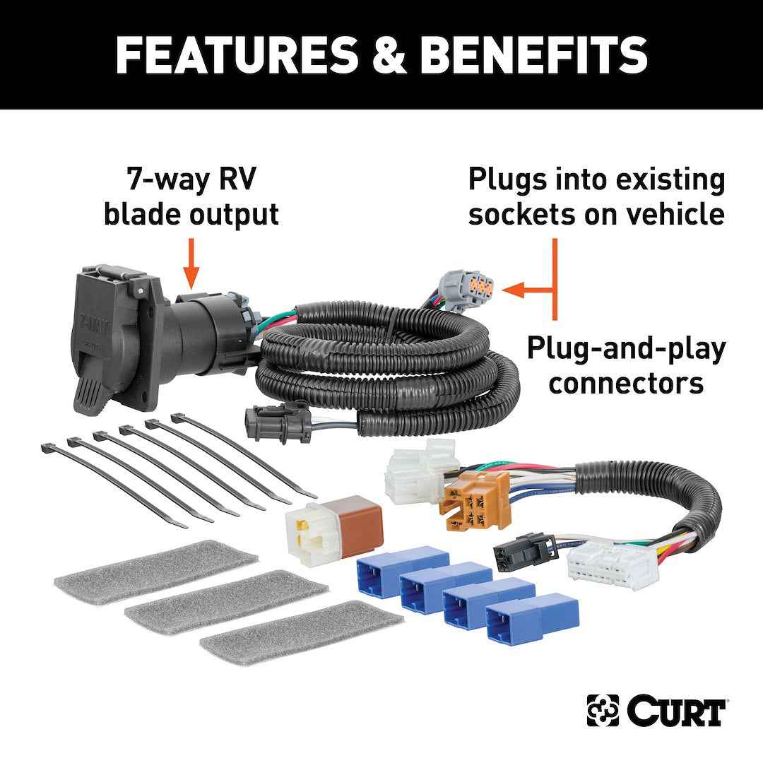 CURT 56357 7-Way RV Blade Harness for Pathfinder/QX60
