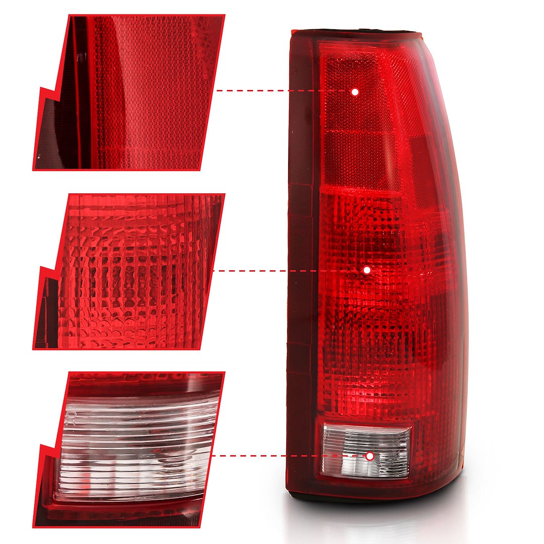 ANZO USA 311300 Silver Incandescent Tail-Light Pair, Red/Clear - image 2