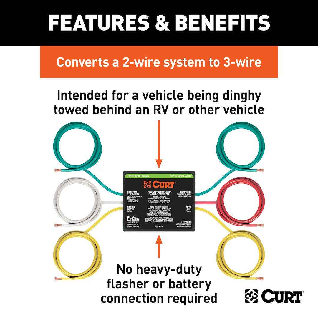 CURT 56196 Tail Light Converter - 2.1 Amp