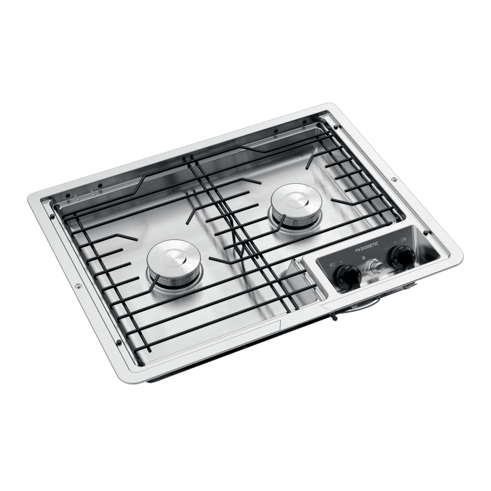Dometic 9108917580 2-Burner Drop-In Gas Cooktop, Stainless Steel, 1.5V Battery Ignition – image 1